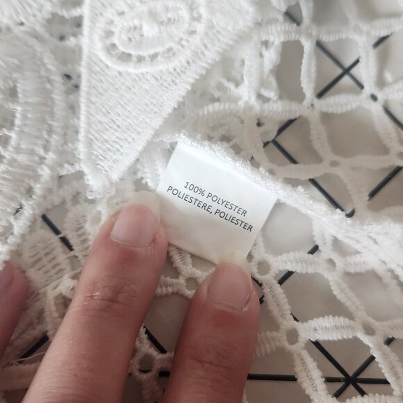 ModCloth Blue Tassel White Lace Short Sleeve Top Size S Like New - Picture 10 of 11